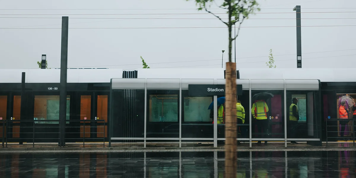 Luxtram test vun haut un d'Streck op de Findel | © Ville de Luxembourg