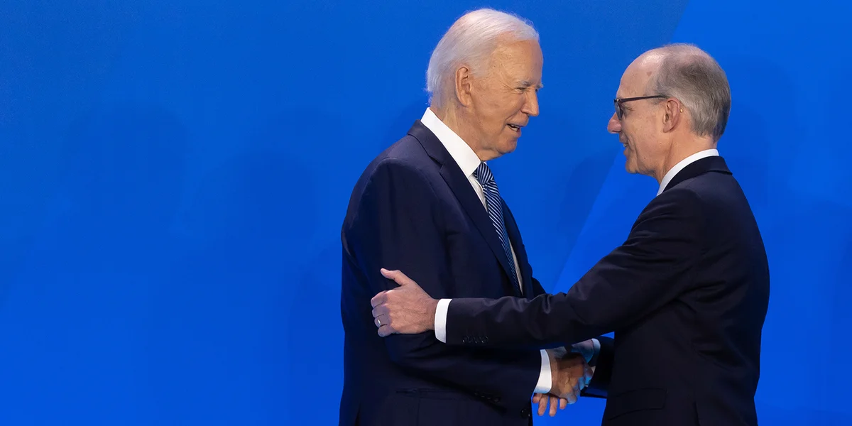 De Luc Frieden an den Joe Biden um NATO Treffen den 10. Juli 2024 | © SIP / Julien Warnand