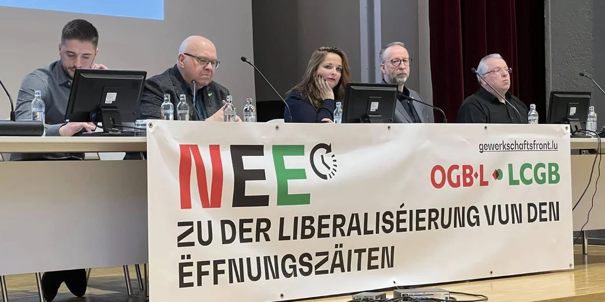 Déi gemeinsam Pressekonferenz vum OGBL an de LCGB. | © OGBL