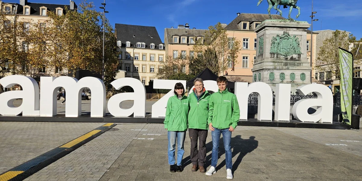 V.l.n.r.: Altynaï Bidaubayle, Martina Holbach, Gauthier Hansel  vu Greenpeace | © Morgane Weidig 