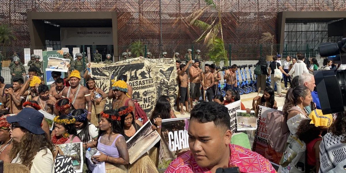 Protest op der COP a Brasilien